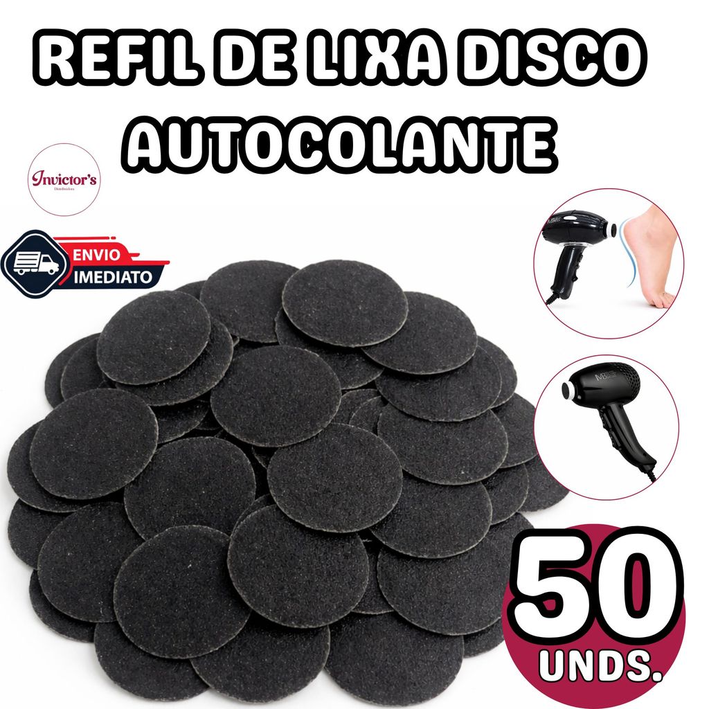 Kit 50 Refil Lixa Disco Moeda Pedicure Adesiva - 50 unidades