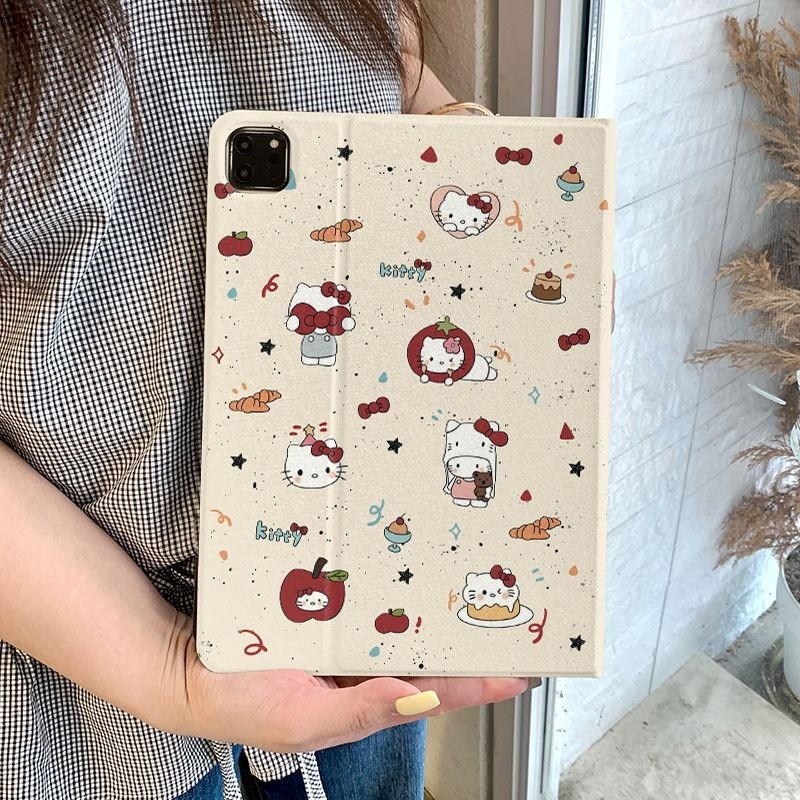 Capa Capinha fofo Hello Kitty de oncinha para Tablet Samsung Galaxy Tab S6 Lite  A9PLUS S9 S10 FE PLUS+ CASE Slot para