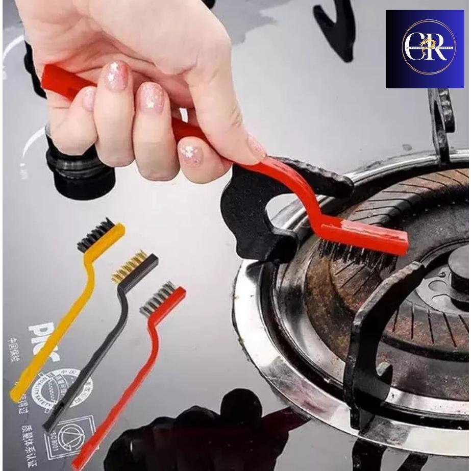 Escovas de Aço Multiuso Kit 3 Pcs Aço Latão Nylon Cabo Plástico