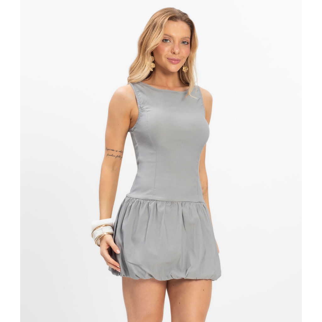 Vestido Curto Balonê Feminino Renaluci Cinza em Oferta na Shopee