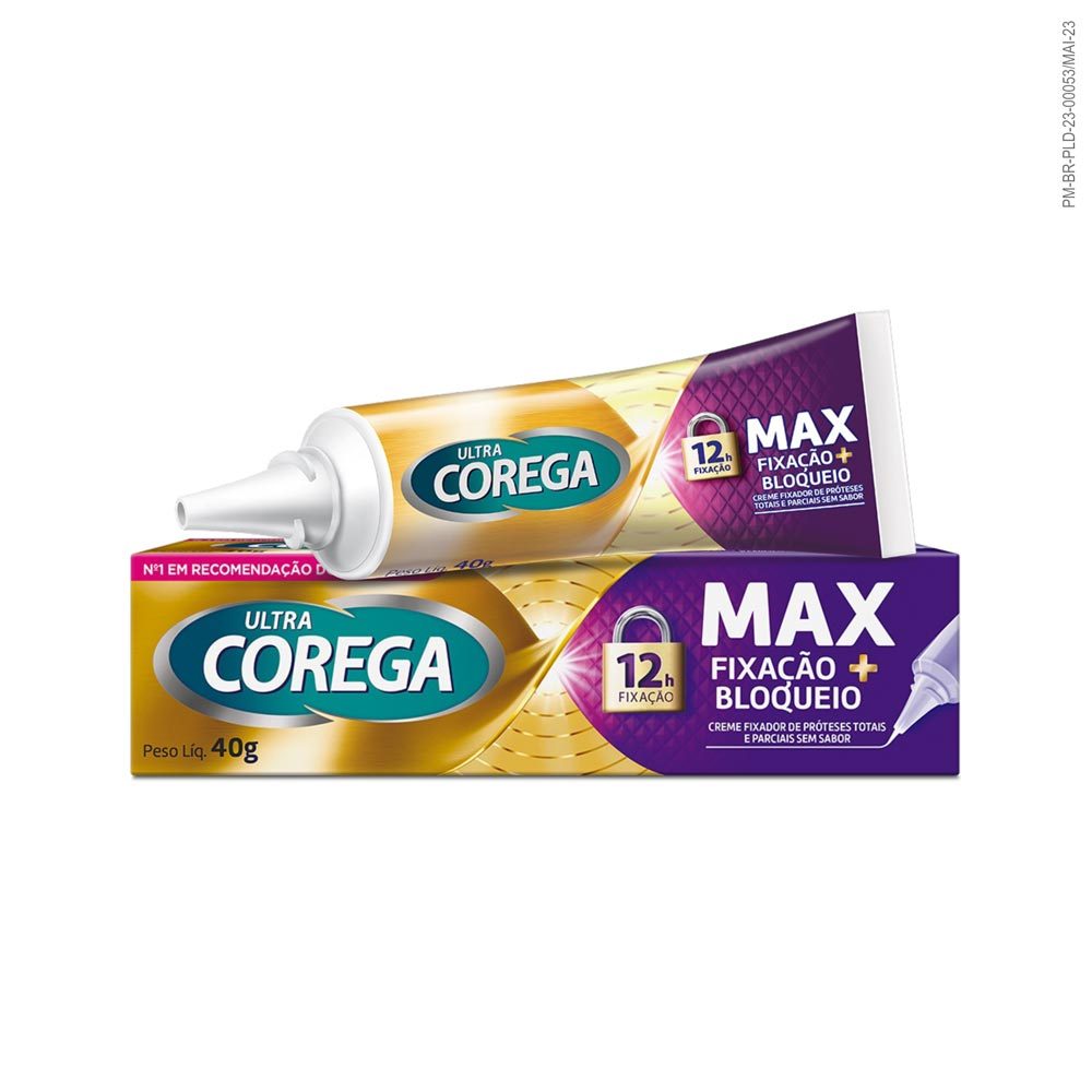 Corega Ultra Creme Fixador de Dentadura Max Fixação e Bloqueio 40g em Oferta na Shopee