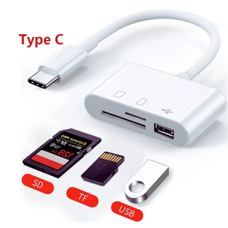 Adaptador Tipo-C USBC e Leitor de Cartão de Memória SD, TF E USB OTG Hub Android Iphone em Oferta na Shopee