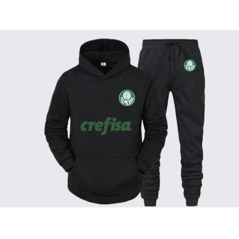 Conjunto de Moletom Canguru Masculino Feminino  Times de Futebol Torcedor Palmeiras Porco Abrigo Flanelado