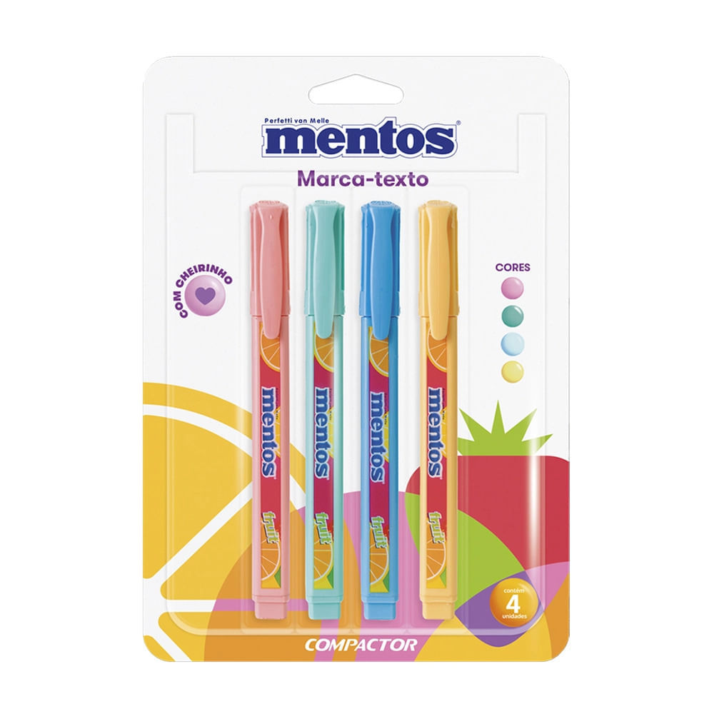 Marcador de Texto Compactor Mentos 4 Cores em Oferta na Shopee