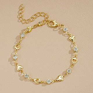 Pulseira de coração oco coração incrustado zircão pulseira menina ins pulseira de coração oco