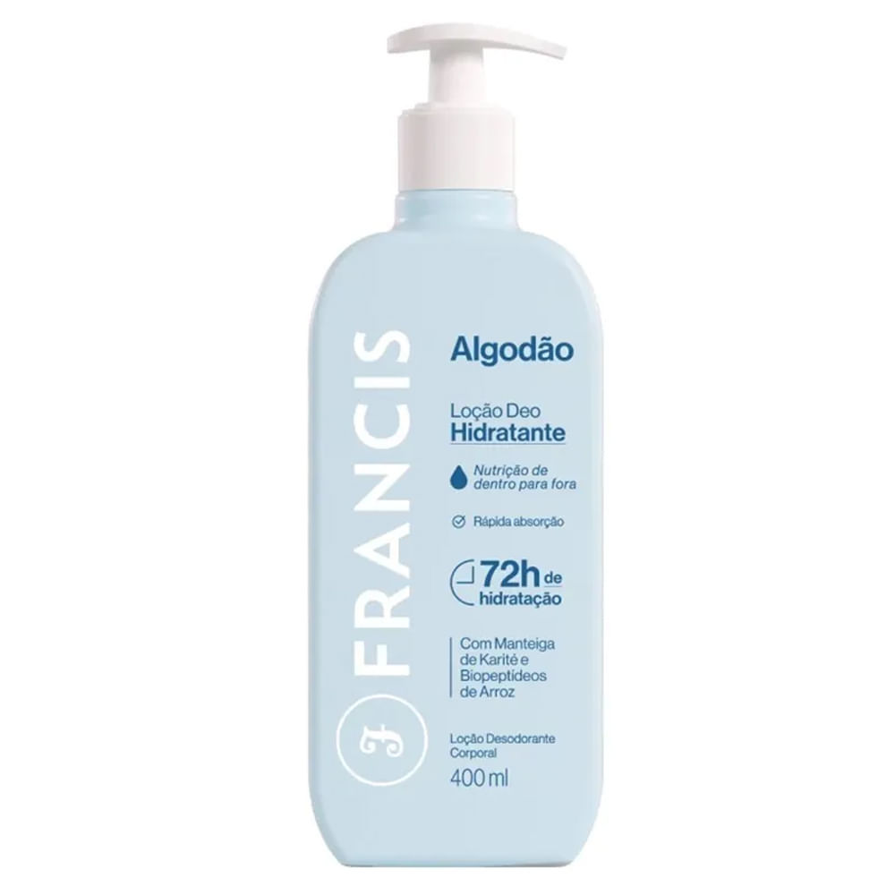 Loção Hidratante Francis Algodão 400ml em Oferta na Shopee