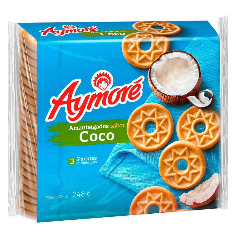 Biscoito Aymoré Amanteigados Sabor Coco com 248g em Oferta na Shopee