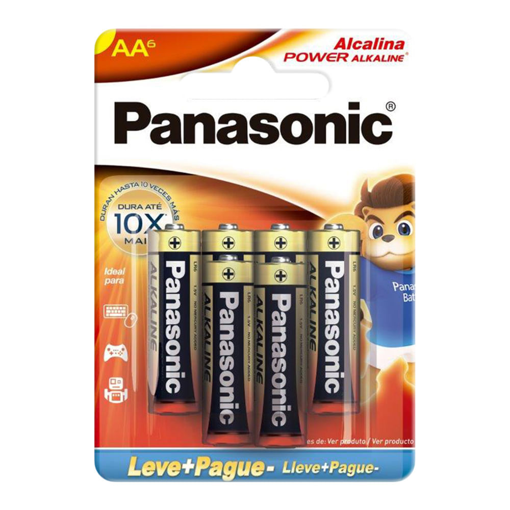 Pilha Panasonic Alcalina AA Pequena 1,5V Leve 6 Pague 5 Unidades em Oferta na Shopee