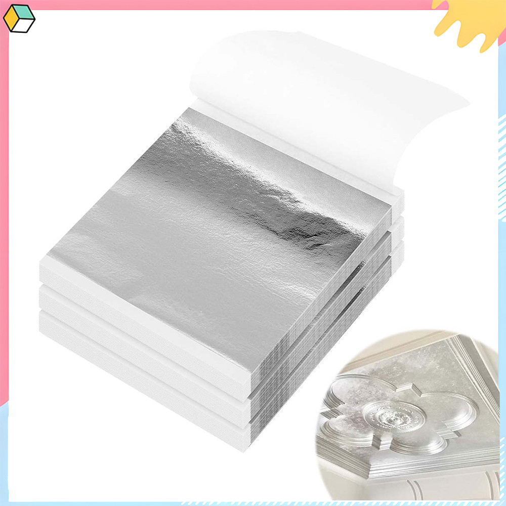 300 Pçs Folhas De prata Para Restauração Douramento Artesanato, Prata, 8,5 x 8 cm, folhas de imitação de prata para arte