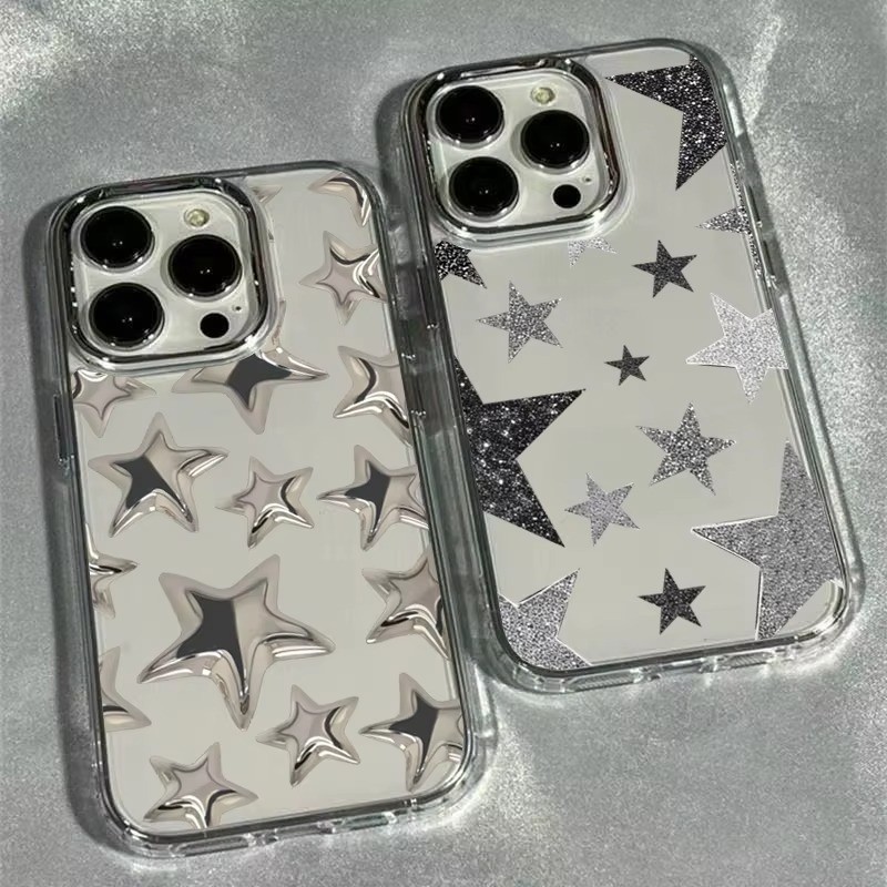 Estrela Brilhante Na Moda Padrão Transparente Caso De Telefone Para Iphone 17 16 Pro Max 15 14 13 12 11 7 8 Plus X XS XR