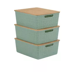 Kit 3 Cxs Organizadoras Tampa de Bambu Verde Sálvia - Oikos