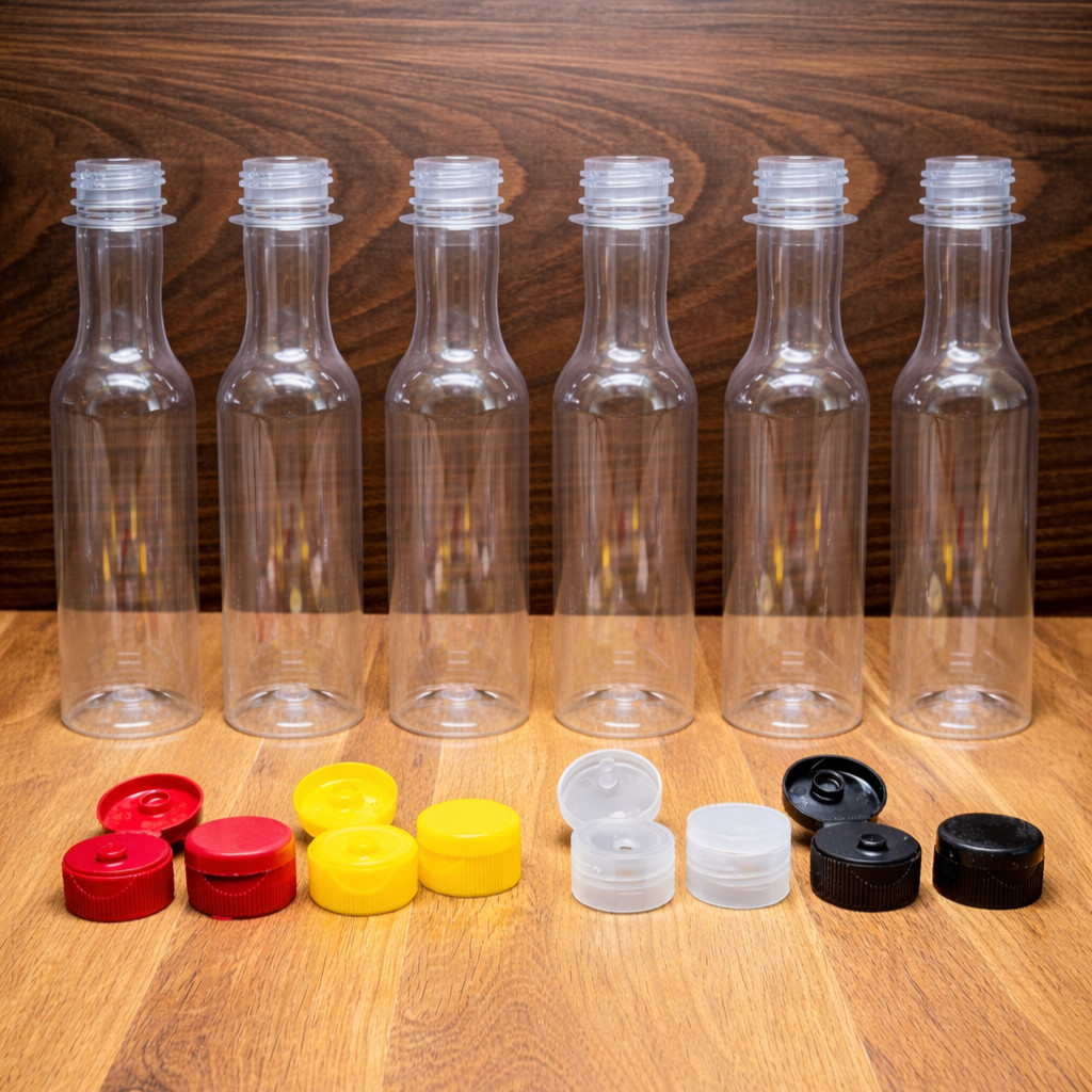 Kit 200 Garrafas Pet 150ml Transparente Molho Com Tampa Rosca