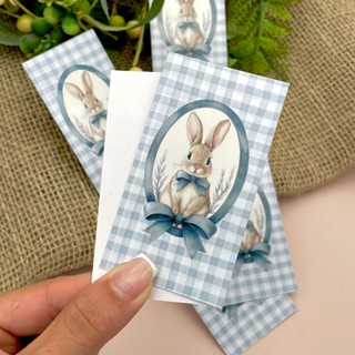 Cartão Coelho Listras Azul - Coleção Páscoa em Oferta na Shopee