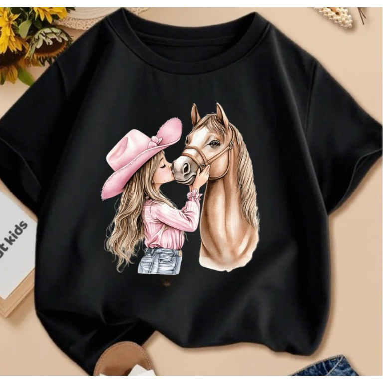 Camisa Camiseta Blusinha Infantil Juvenil Cavalo Cavalgada Menina Chapéu 100% Algodão Agro em Oferta na Shopee