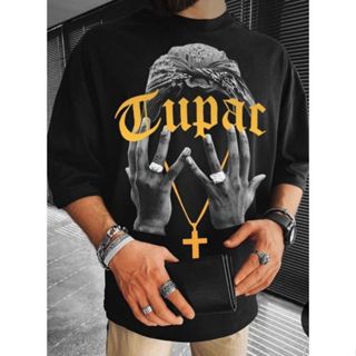 Camiseta Premium 100% Algodão Minimalista Camisa Rapper Tupac 2pac T-Shirt Streetwear em Oferta na Shopee