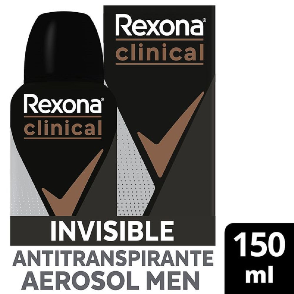 Desodorante Antitranspirante Aerossol Rexona Clinical Invisible Men 150ml em Oferta na Shopee