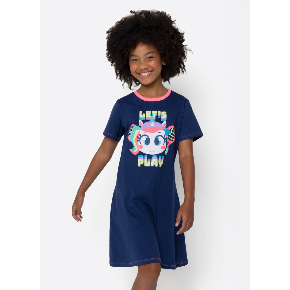 Camisola Manga Curta Menina Teen Unicórnio Tênis - Puket