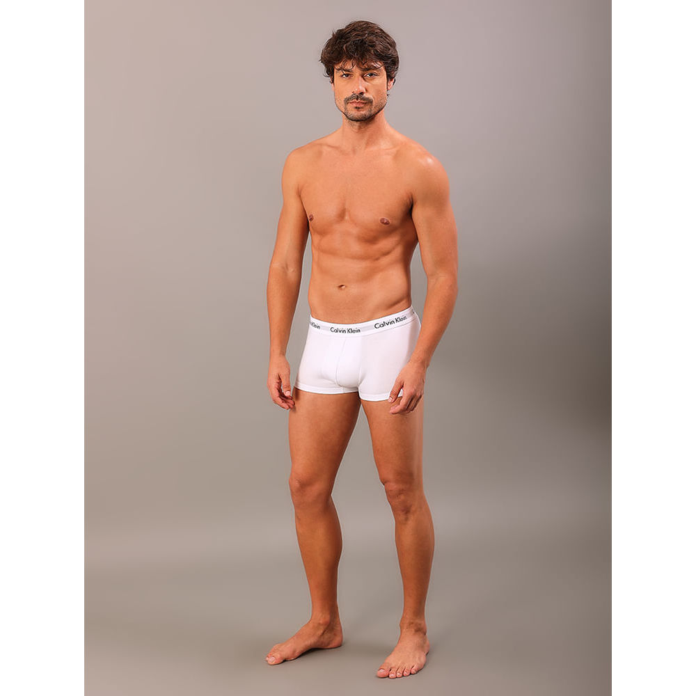 Kit 4 Underwear Trunk Classic Cintura Baixa Com Elastano Elástico Cueca Calvin Klein - Branco