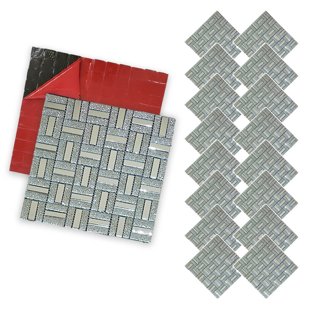 Pastilha De Vidro Adesiva Kit 16 Uni Parede Cozinha Sala Banheiro Decorativa Moderna Requintado Reforma Aplicacao Facil