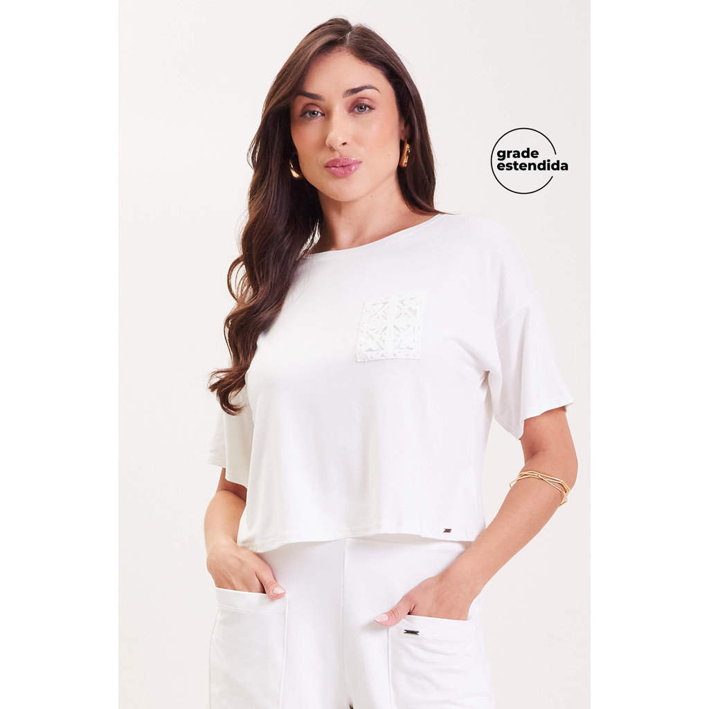 Blusa Feminina Com Bordado Marialícia Bege