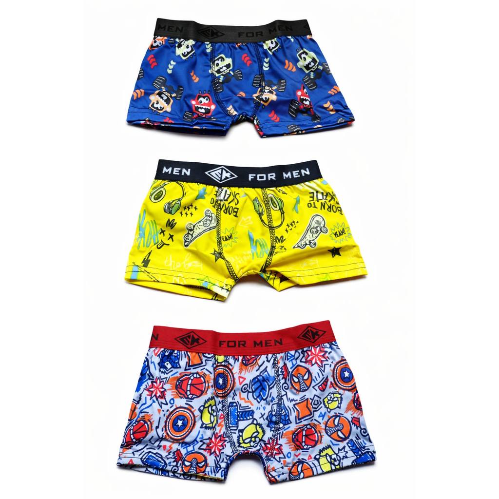 Cueca Boxer Infantil Microfibra com Forro de Algodão ? Tamanhos PP, P, M, G e GG | El Korab - cores sortidas