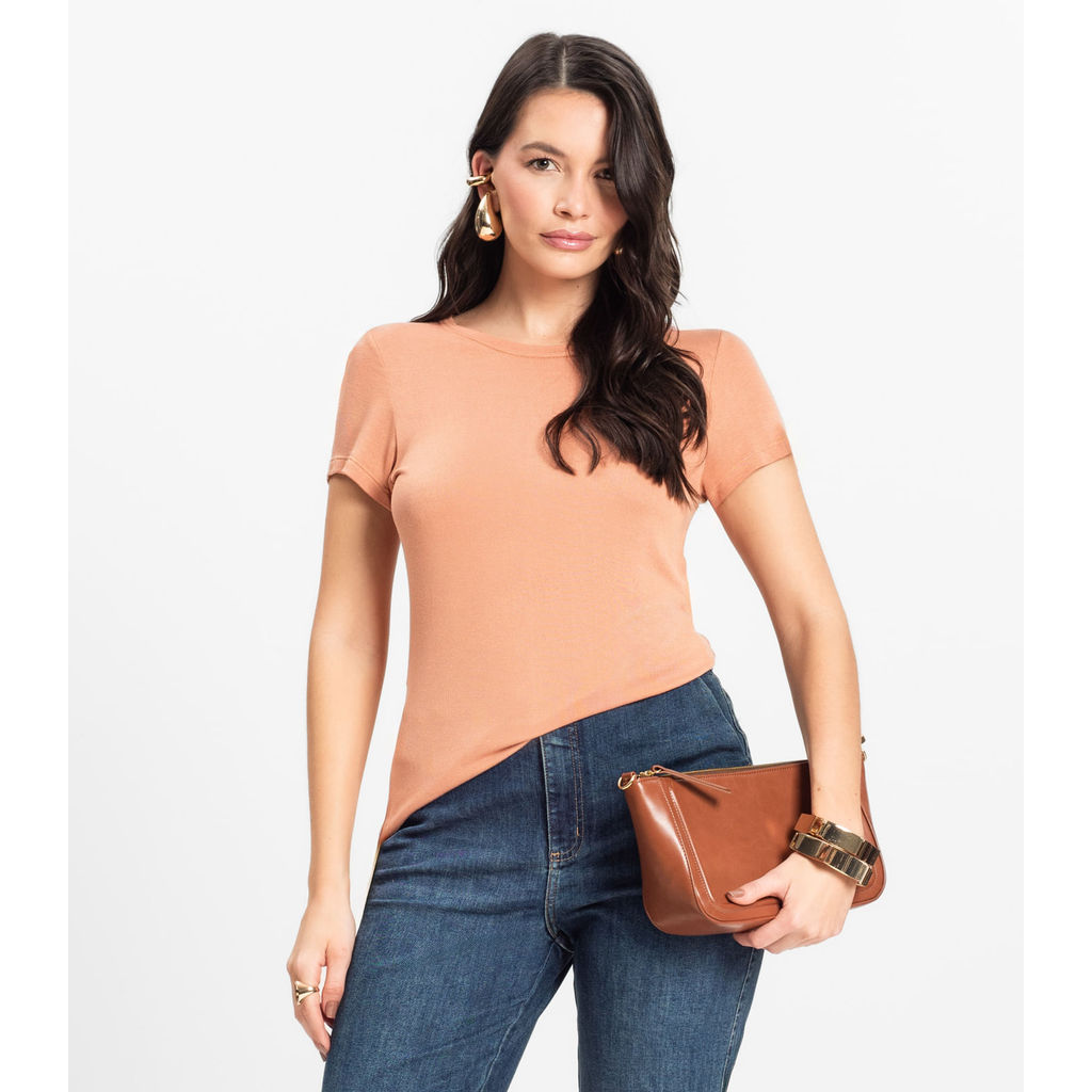 Blusa Feminina Básica Visco Tricot Rovitex Marrom em Oferta na Shopee