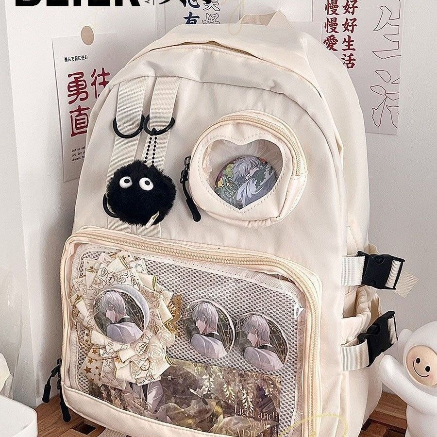 Mochila Japonesa Transparente, Mochila de Grande Capacidade para Estudantes, Mochila Escolar Simples Z7XM