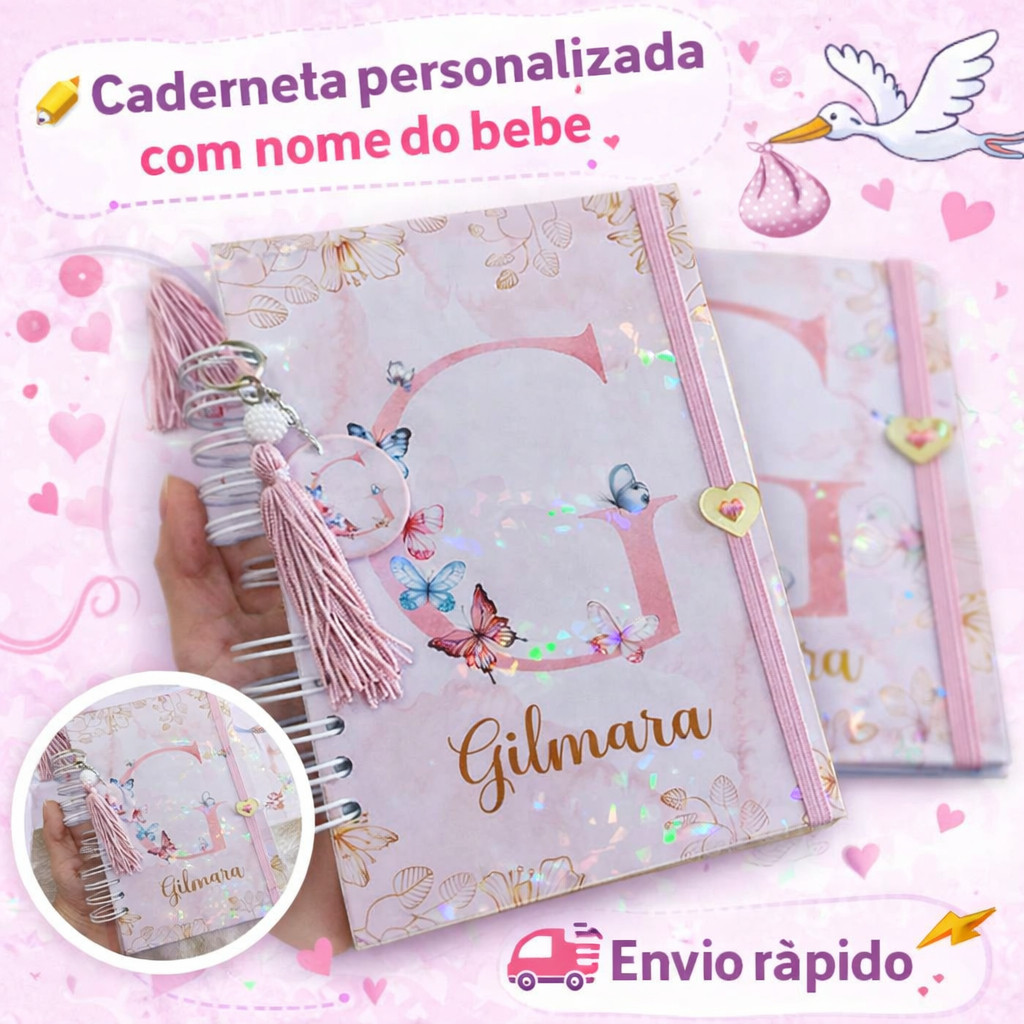 Caderneta de Vacina Menina Personalizada Envio Rápido  | Capa Dura  | Nome do seu Bebê
