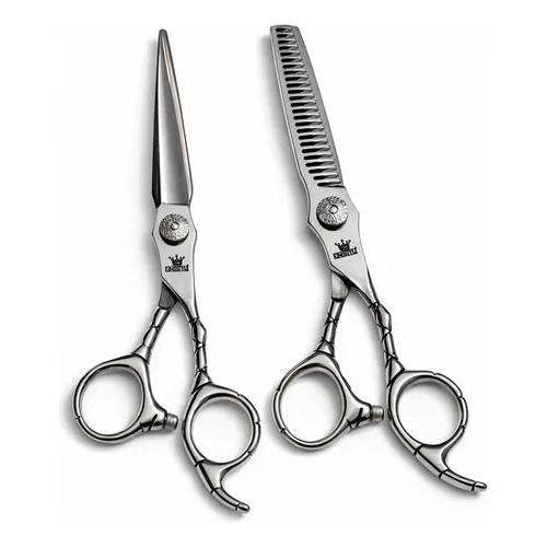 Kit Tesoura Barbeiro Profissional Fio Liso E Desfiadeira 6.0