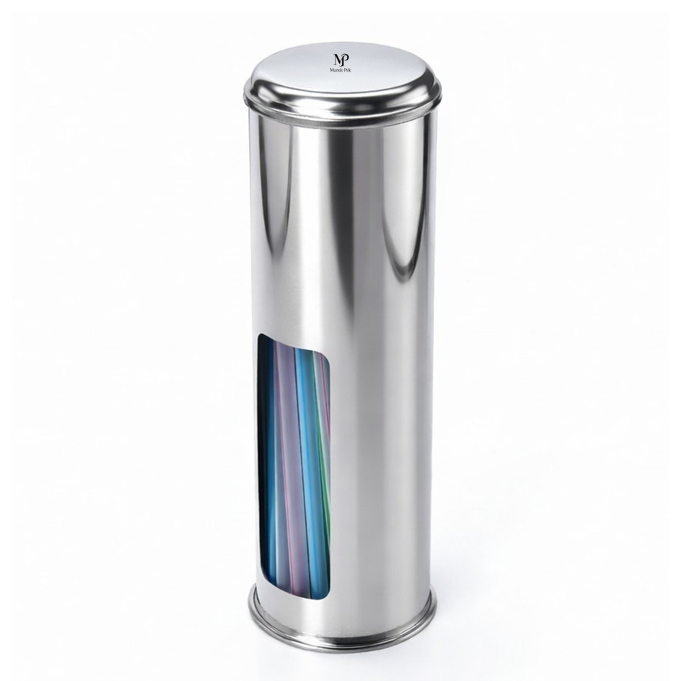 Porta canudo torre aço inox dispenser organizador mesa restaurante bar suporte canudo plástico papel em Oferta na Shopee