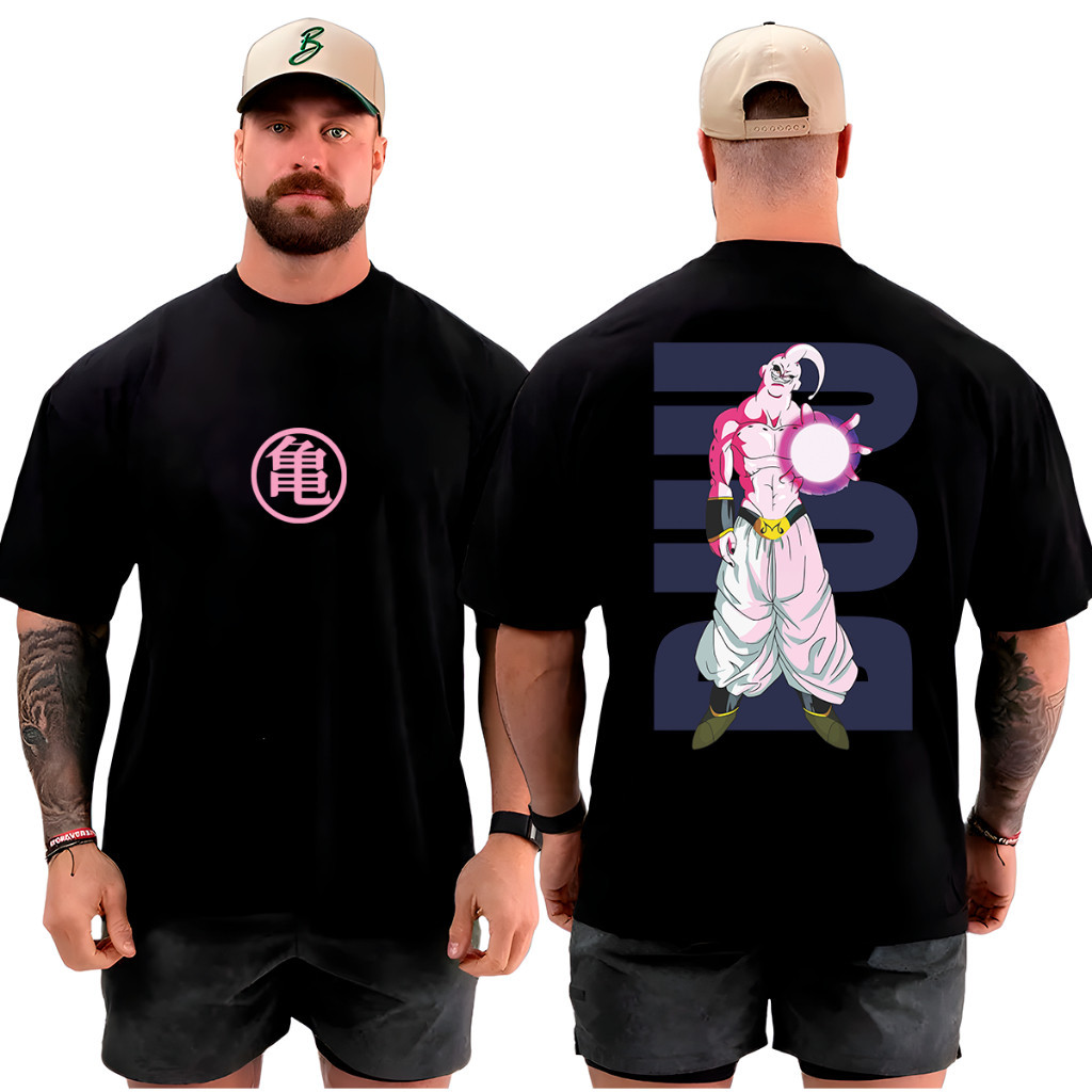 [Camiseta Vintage Masculina Algodão]HYP Camiseta Camisa Oversized Top para Academia Musculação Majin Boo Streetwear 100%
