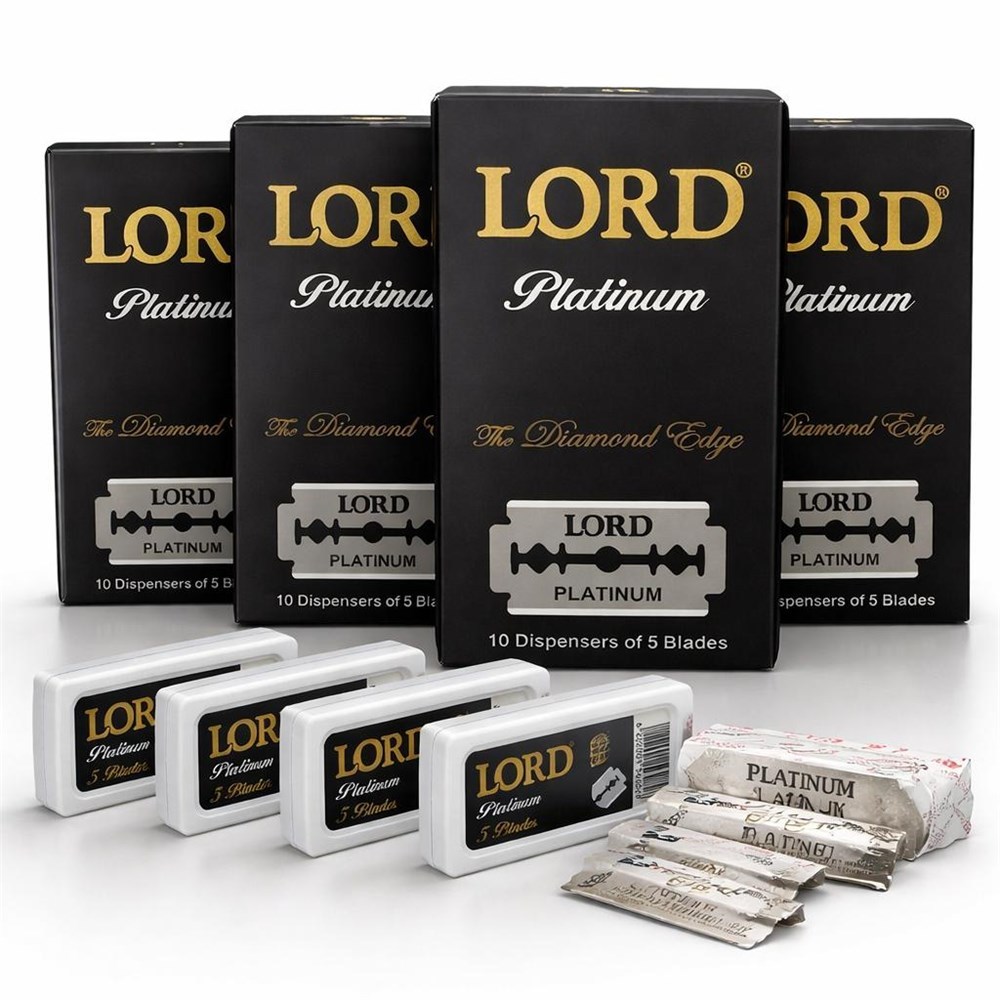 Kit 5 Caixa Lamina Lord Platinum Black Barbeiro Profissional