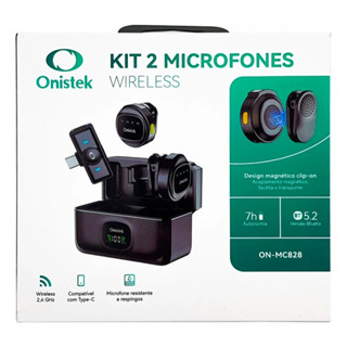 Kit 2 Microfones de Lapela Sem Fio Profissional para Celular Smartphone Bluetooth 5.2 ON-MC836 em Oferta na Shopee