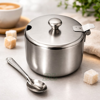 Açucareiro Saleiro Inox 300ml Com Colher e Tampa Açúcar Sal Temperos Cozinha em Oferta na Shopee