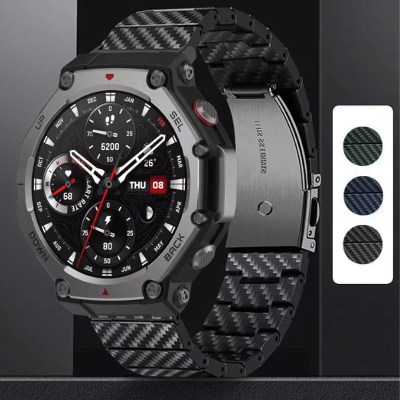 Pulseira De Fibra De Carbono Para Amazfit T-Rex 3 Pro 48mm Esportiva De Smartwatch Relógio Inteligente Huami Rex2 3/2 Ul