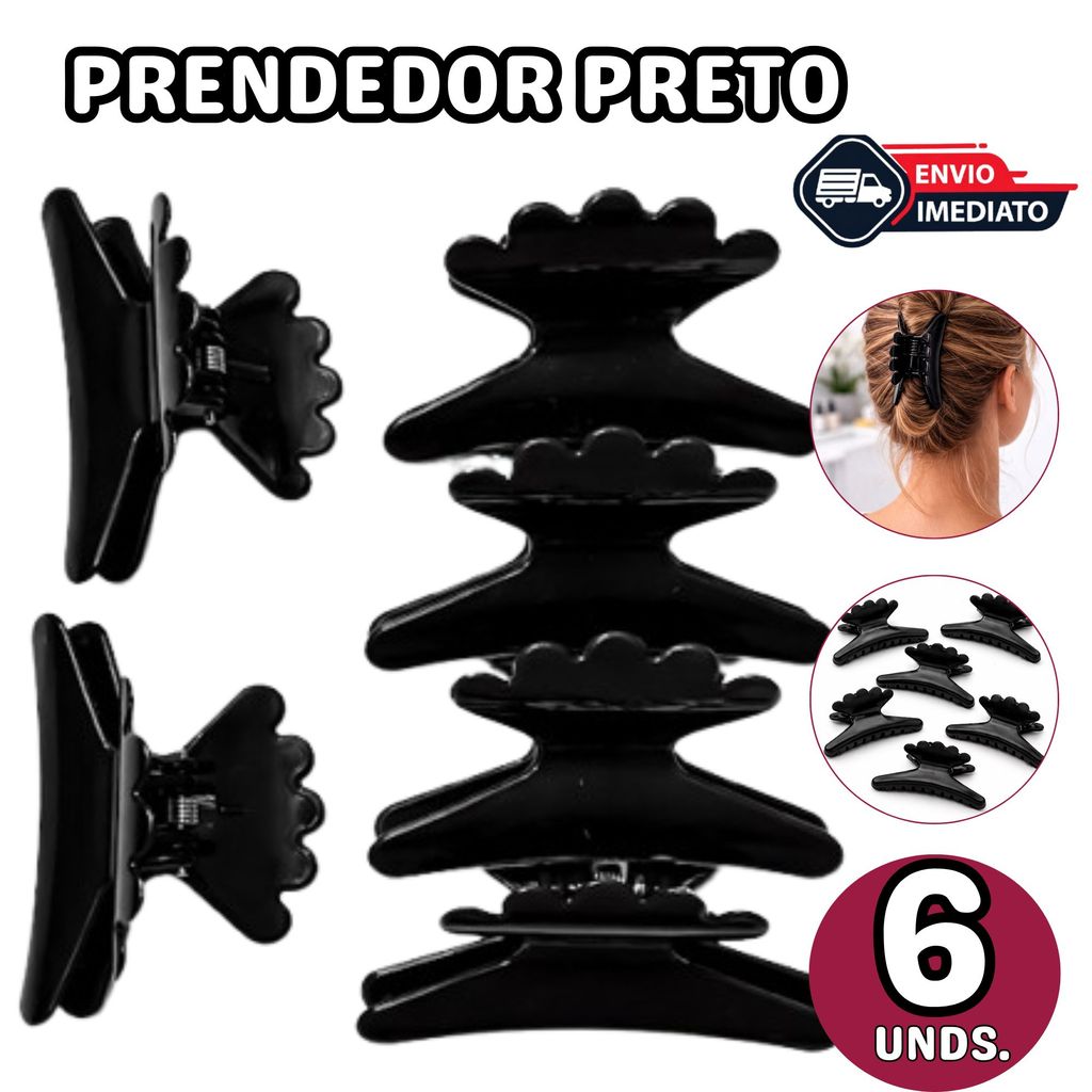 Kit 6 Prendedores Piranhas de Cabelo Clip de Moda