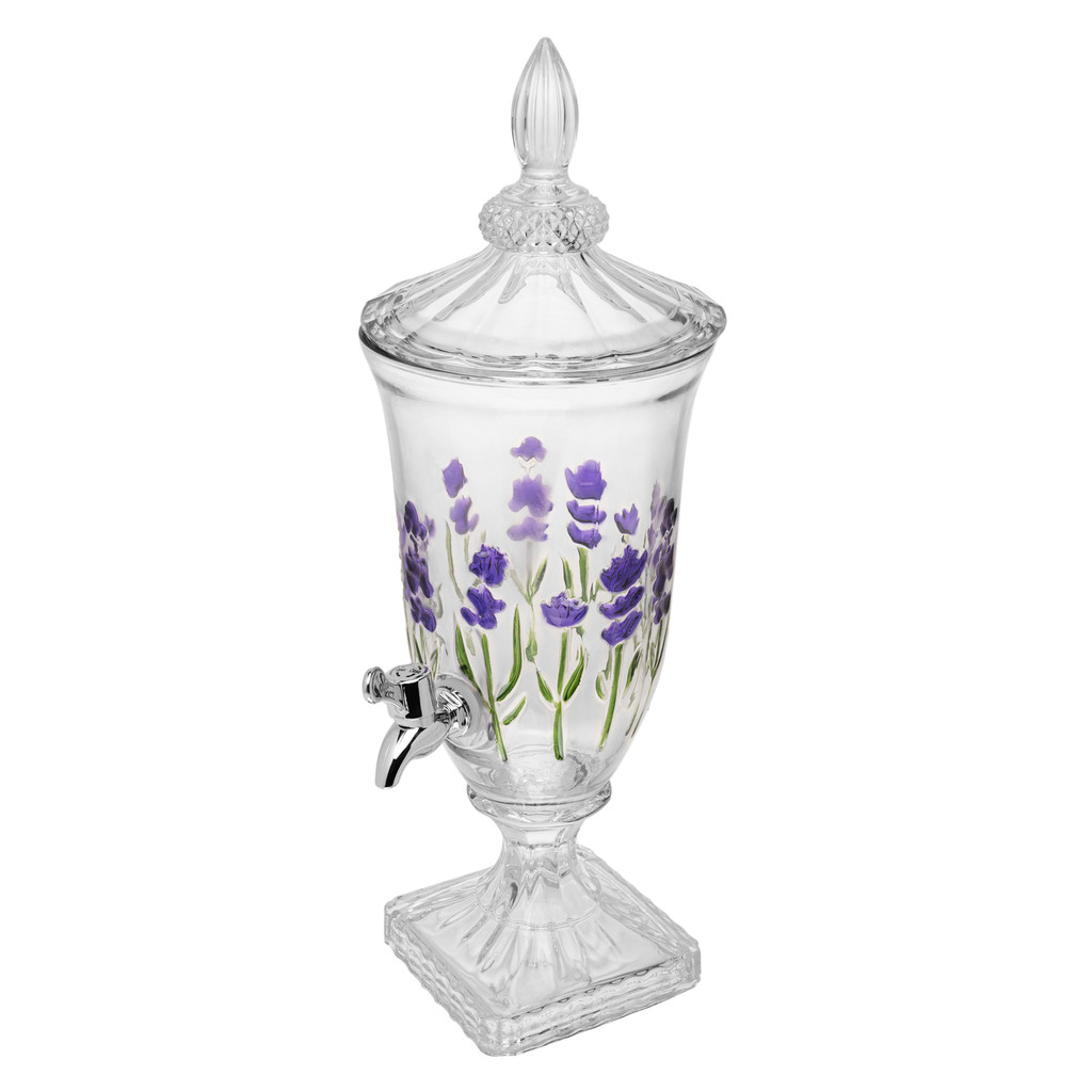 Suqueira com Pé e Tampa Lavanda Hand Painting 2L Cristal - Lyor