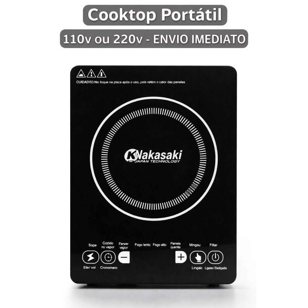Fogão Cooktop Indução Elétrica 2100W Gourmet 110v e 220v Portátil 6 Modos Display Touch Envio Rápido