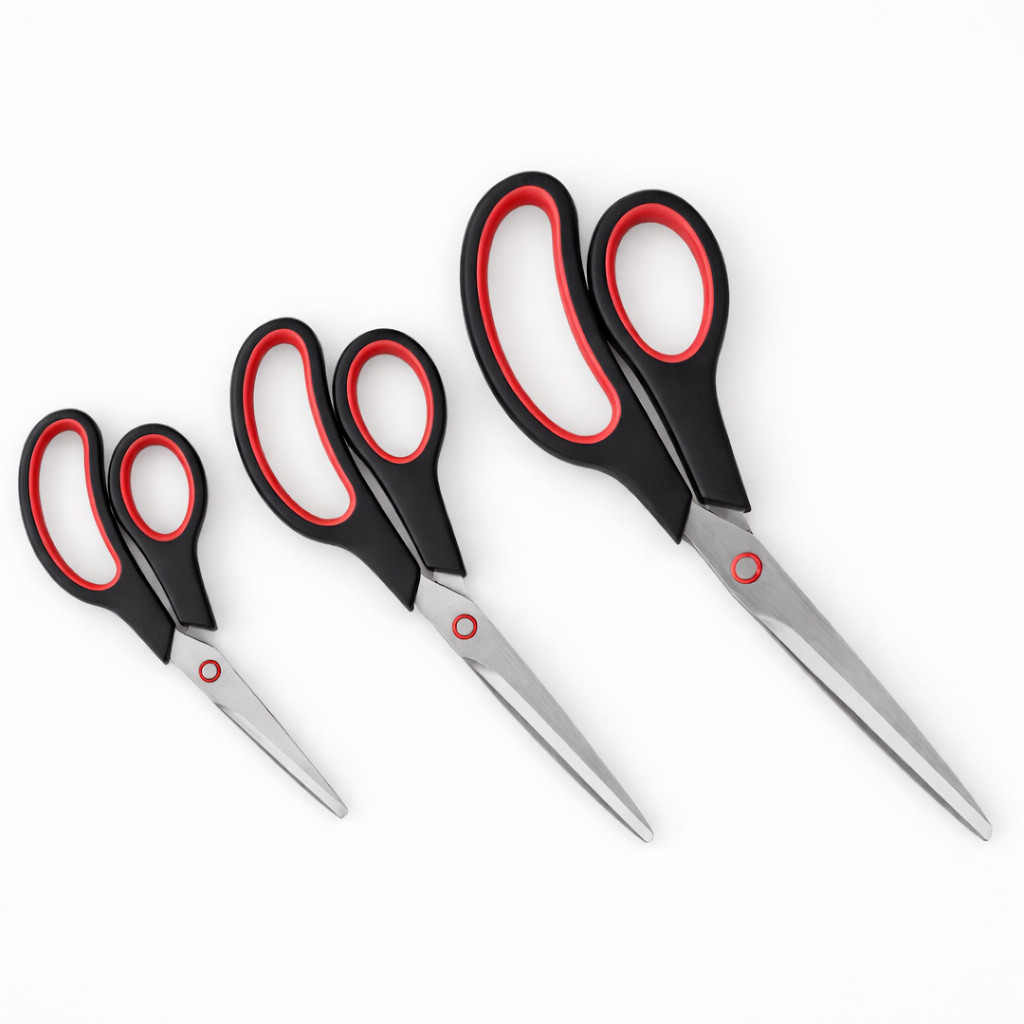 Kit 3 Tesouras Multiuso Profissional Corte Preciso Artesanato EVA Tecido Papel Costura  DESCRIÇÃO: