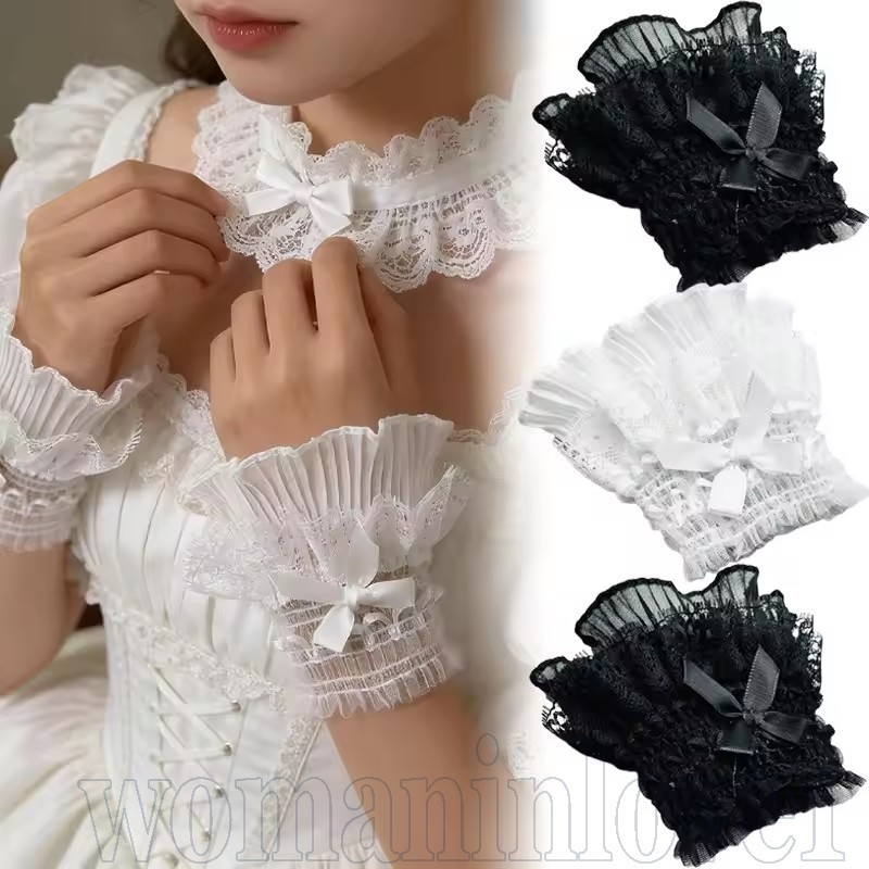 1-2 Pares De Mangas De Mão De Renda Com Laço – Para Casamento , Roupas De Festa Acessórios De Decoração De Punhos De Pul