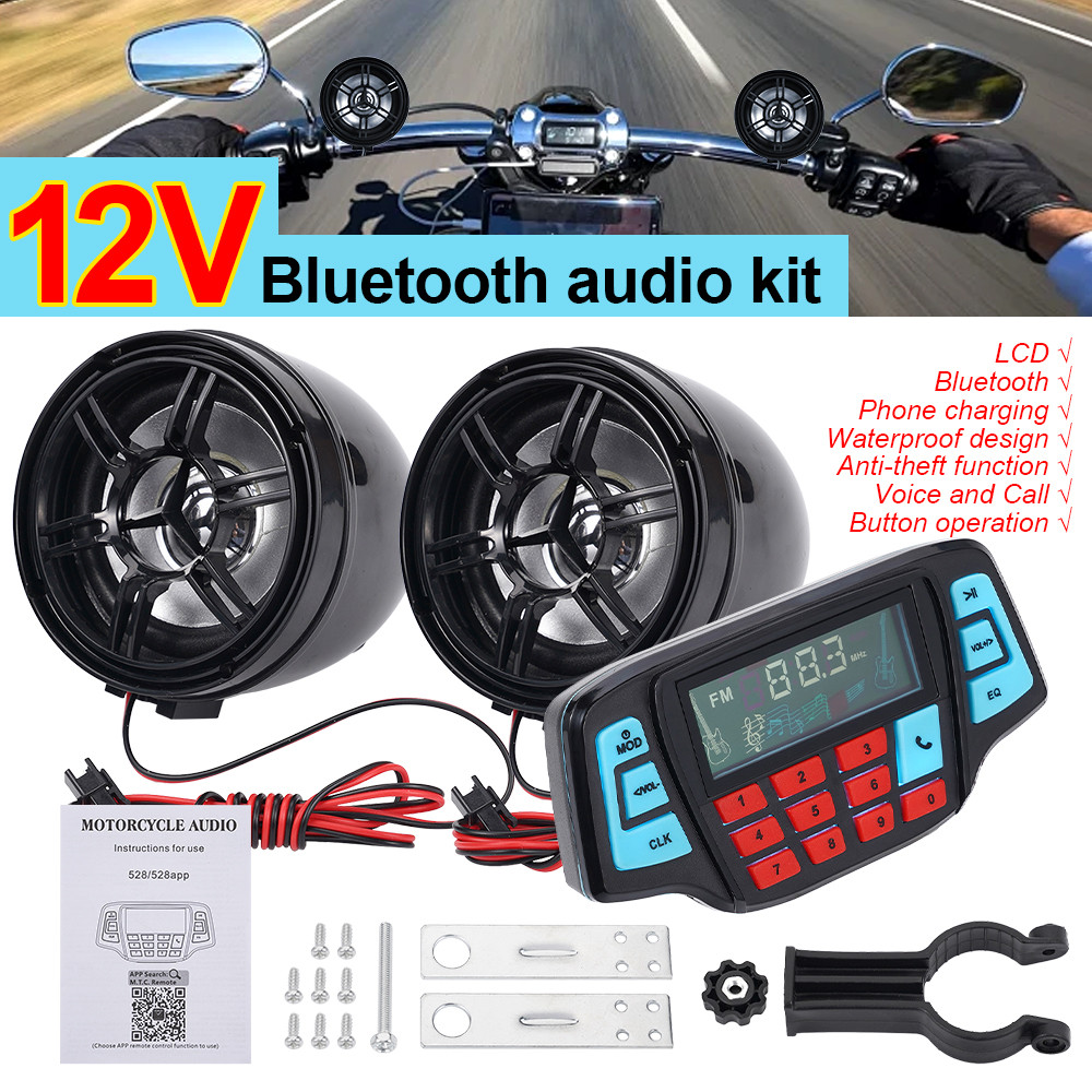 12V 30W Motocicleta Bluetooth Áudio À Prova D'água E Antirroubo Suporta Chamada APP Controle Carregamento De Celular Alt