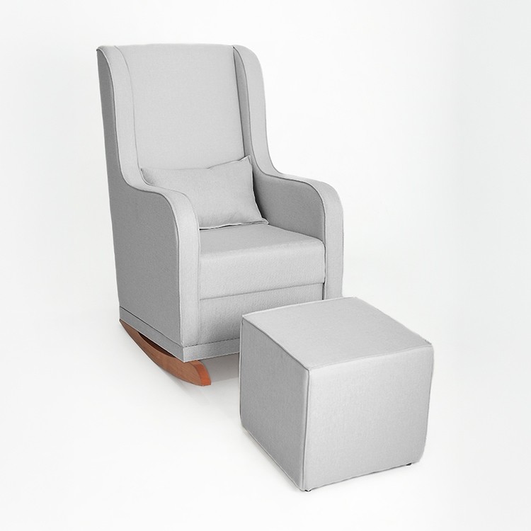 Poltrona de Amamentação Ana Encosto Alto Puff Quadrado e Almofada Linho Cinza Cod 2503 Lahome Decor — R$ 799,90 em Shopee
