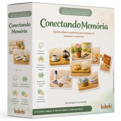 QUEBRA CABEÇA CONECTANDO MEMÓRIAS 12 PEÇAS MADEIRA BABEBI JOGO IDOSO RACIOCÍNIO LÓGICO TERAPÊUTICO