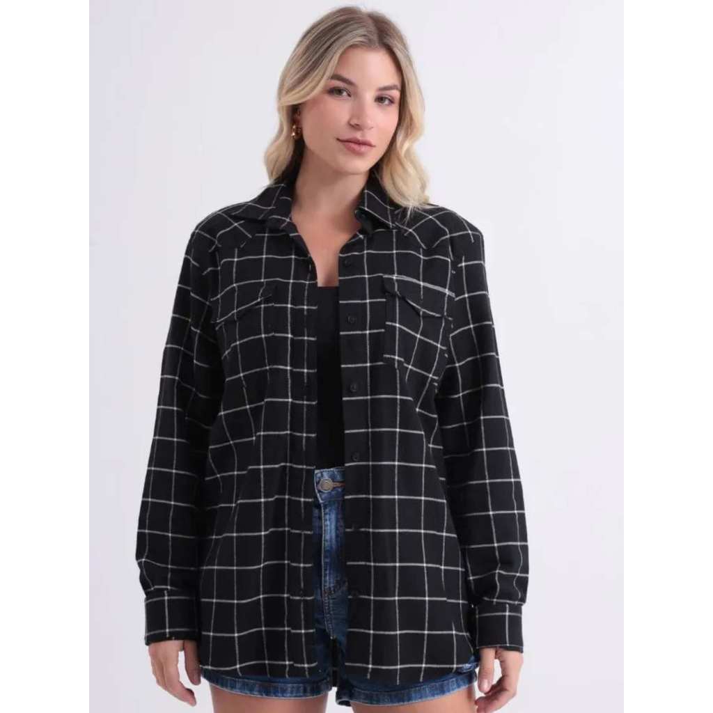Camisa Feminina Xadrez Com Bolsos Revanche Cm.Fem.00021 00022
