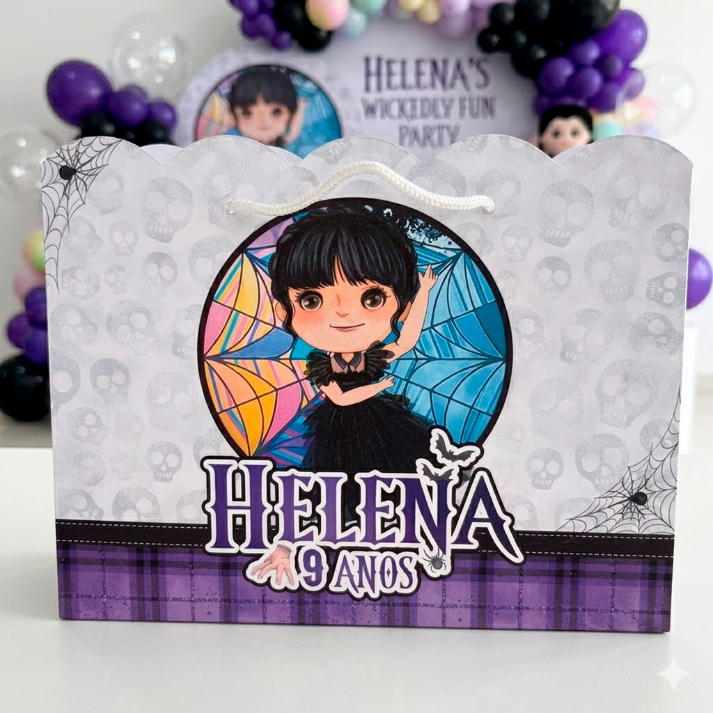 Sacolinha Grande Wandinha Série - Personalizada Festa Aniversário Infantil - Lembrancinha Surpresa