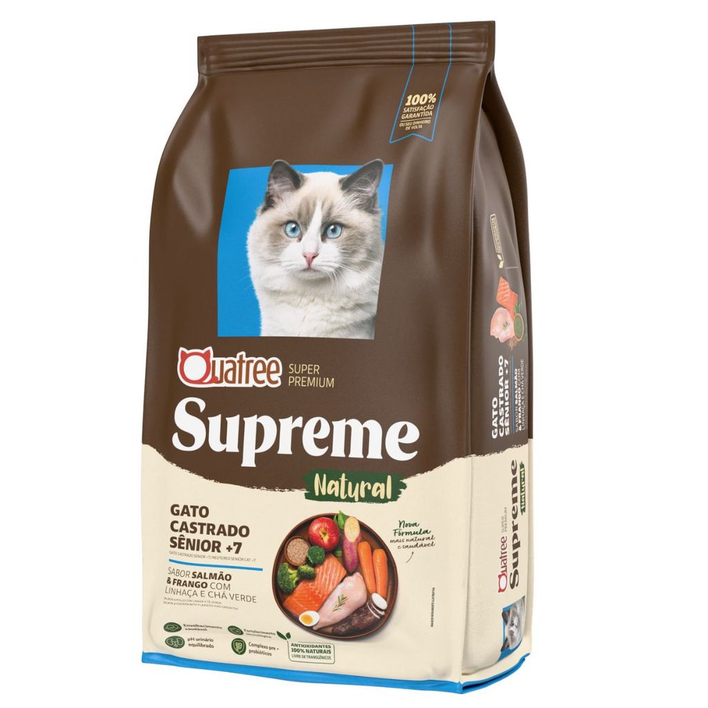 Ração Quatree Supreme Gatos Castrado Senior +7 Frango + 10kg