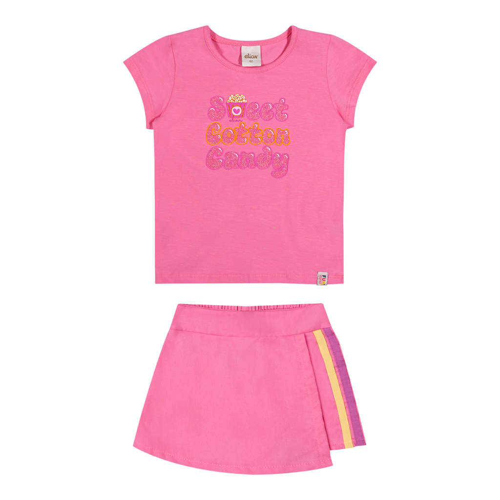 Conjunto Infantil Menina Com Presilha Elian Rosa em Oferta na Shopee