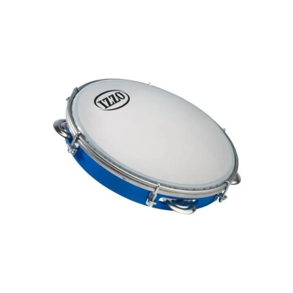 Pandeiro 10 Pol Abs Azul C/pele Leitosa 6 afinadores Izzo 6467
