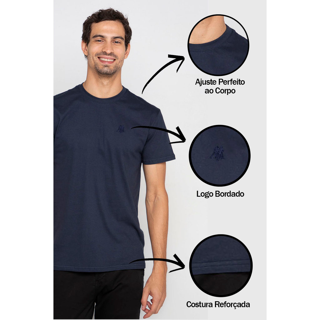 Camiseta Masculina Básica Logo Polo Wear Azul Escuro — imagem 2 de 2
