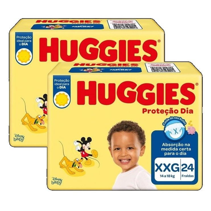 2 Fralda Descartavel Huggies Proteção Dia Jumbo Xxg 24 Unid em Oferta na Shopee